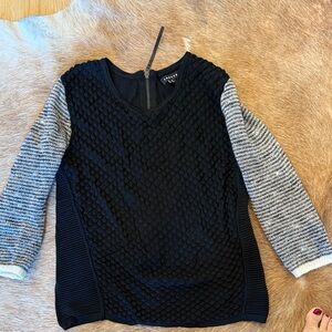Trouve Black and Gray Textured Sweater